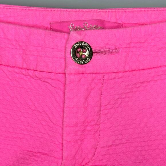 Lilly Pulitzer Pink Buttercup Scalloped Hem Cotton Stretch Shorts Size 4 Preppy - Picture 9 of 13